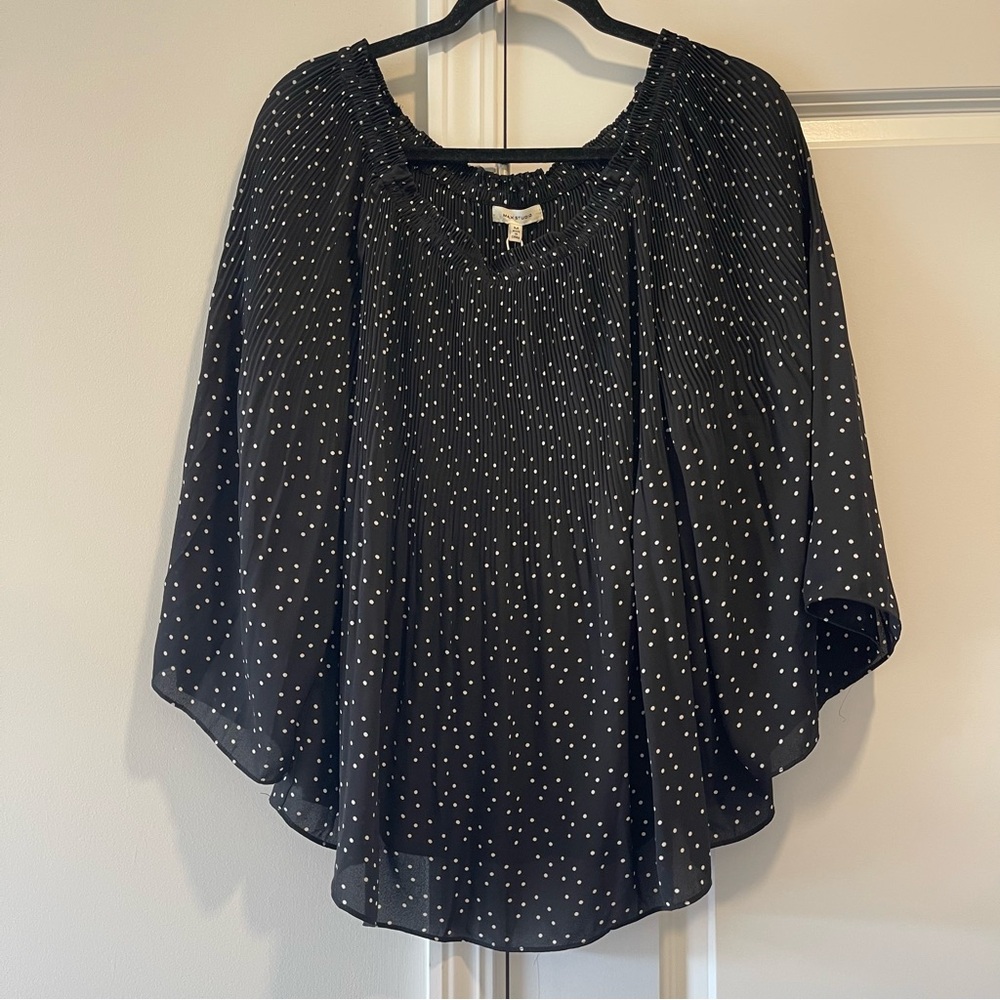 Max Studio Black Polka Dot Women's Top Blouse Women’s Size Medium NWT